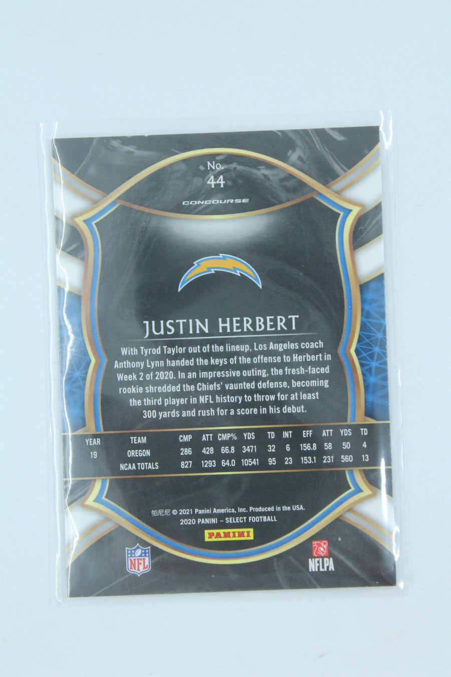 NFL  Justin Herbert 2020 Panini Select- Concourse Rookie Card