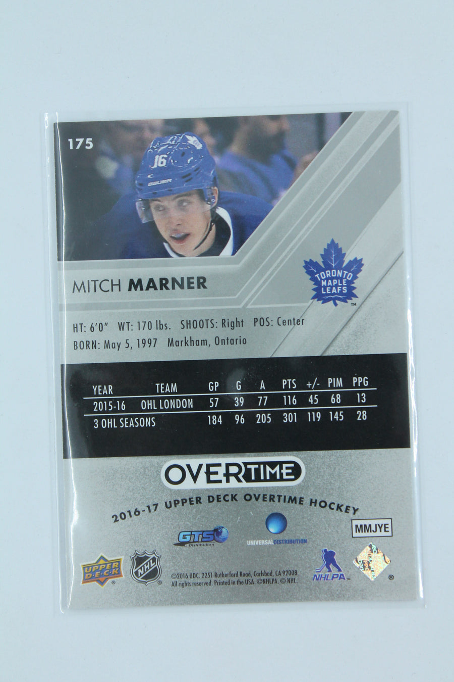 Mitch Marner  2016-17 Upper Deck Overtime - Rookies Rookie Card