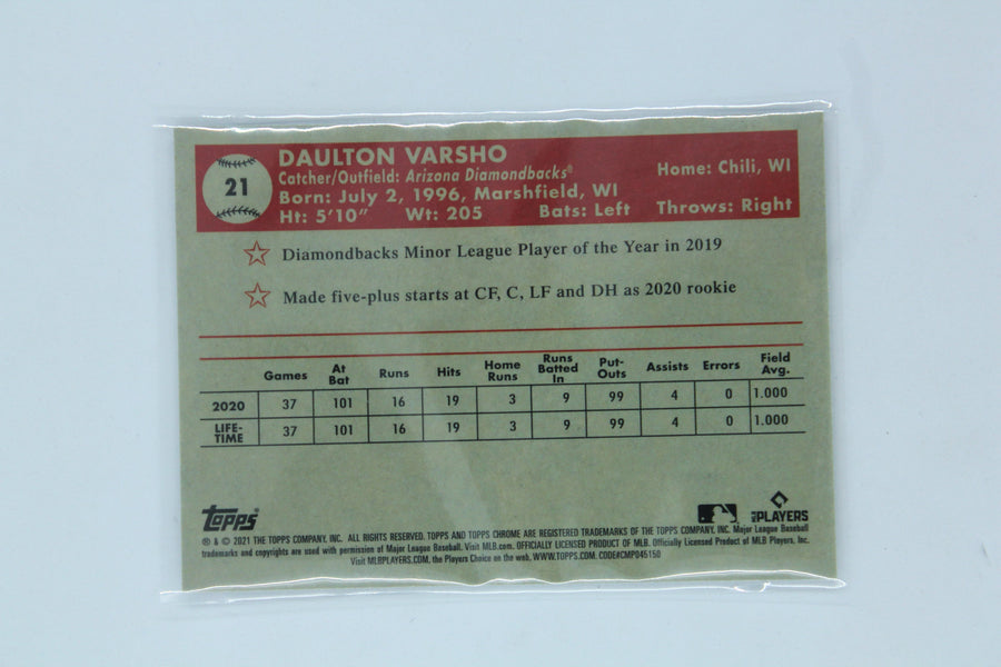 Daulton Varsho 2021 Topps Chrome Platinum Anniversary Rookie Card