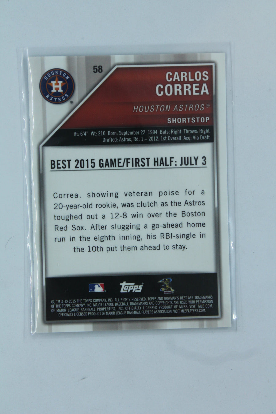 Carlos Correa 2015 Bowman's Best Rookie Card