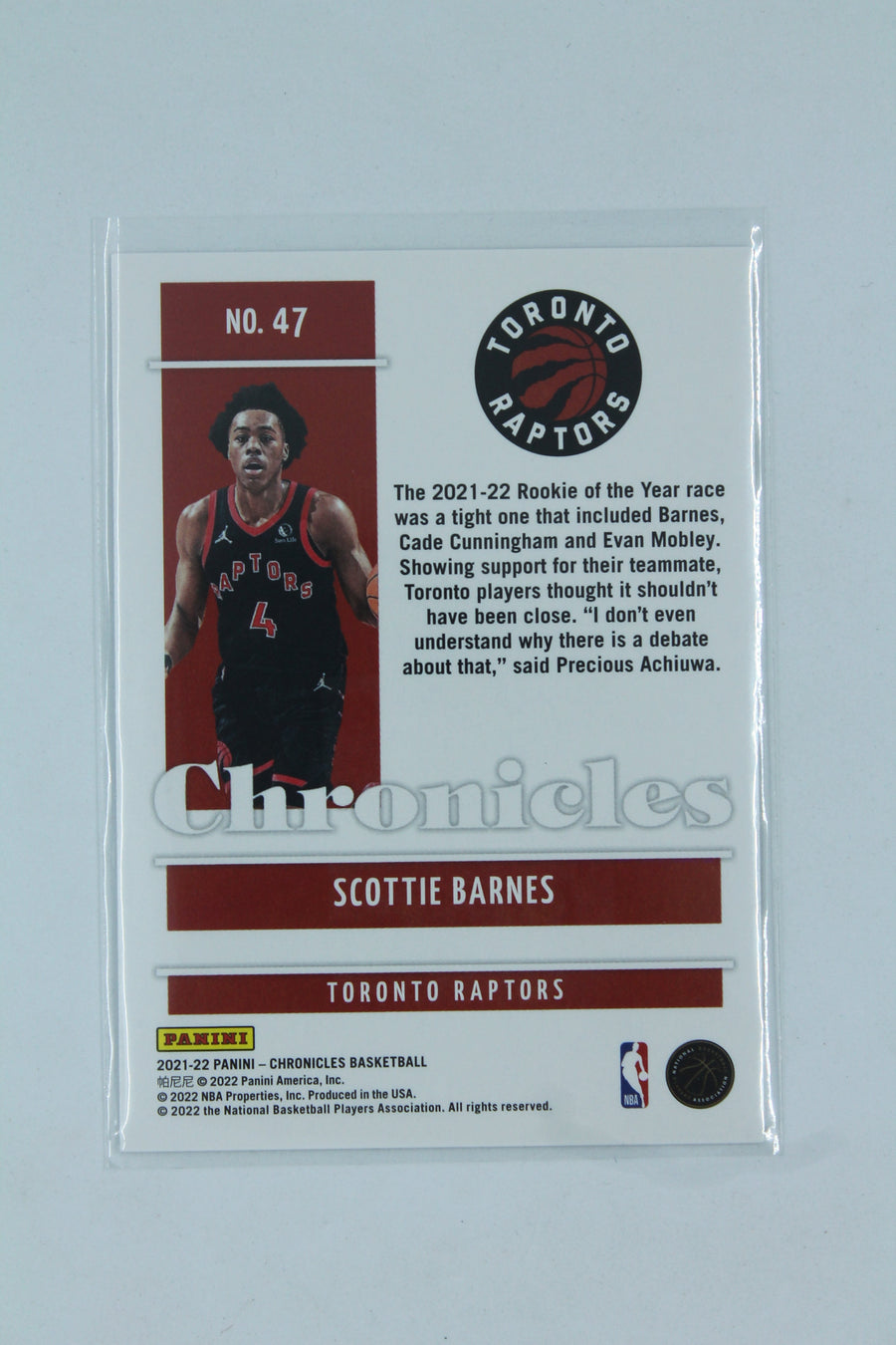 NBA Scottie Barnes 2021-22 Panini Chronicles Rookie Card