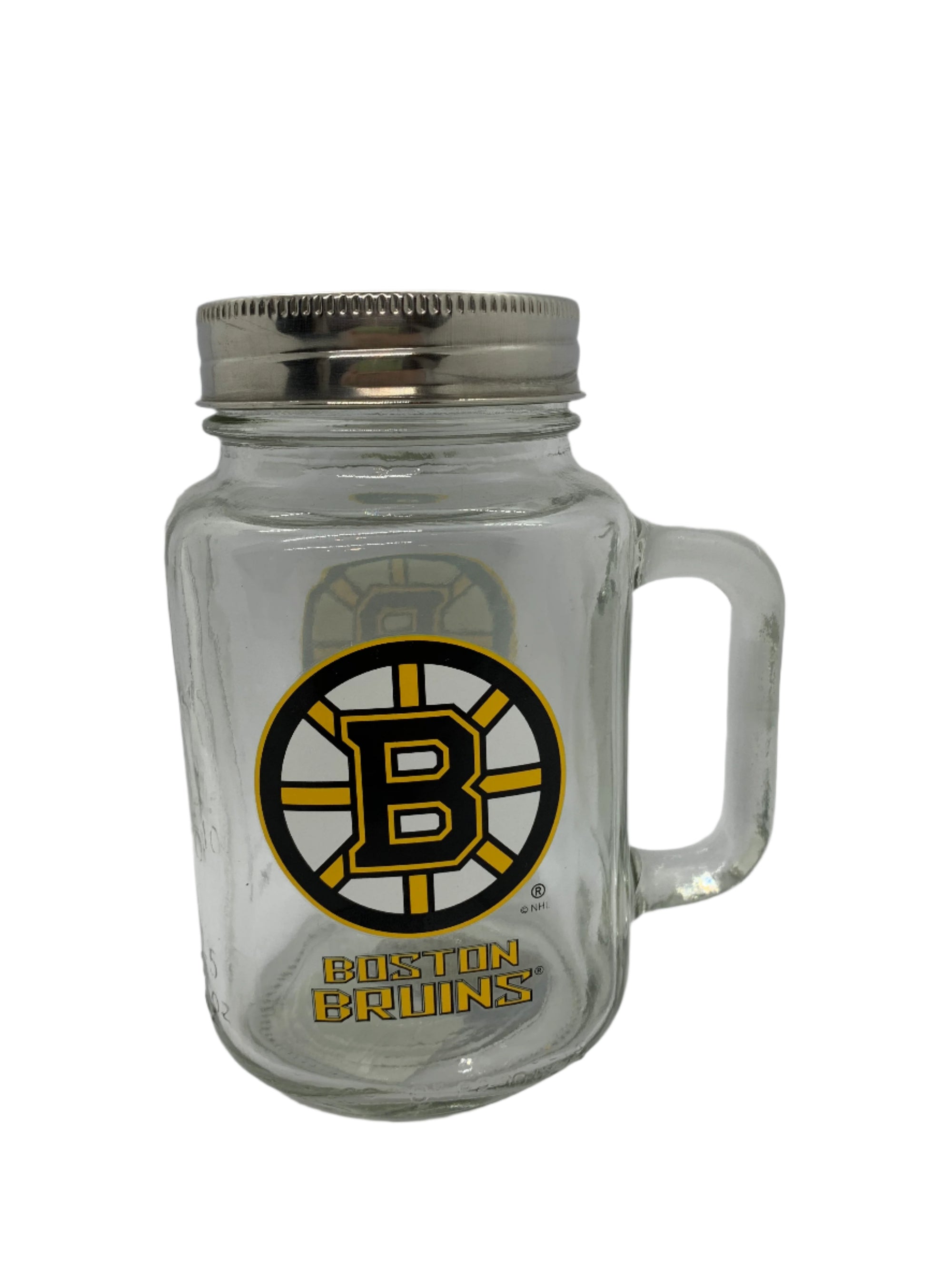 NHL Boston Bruins Mason Jar Glass with Lid
