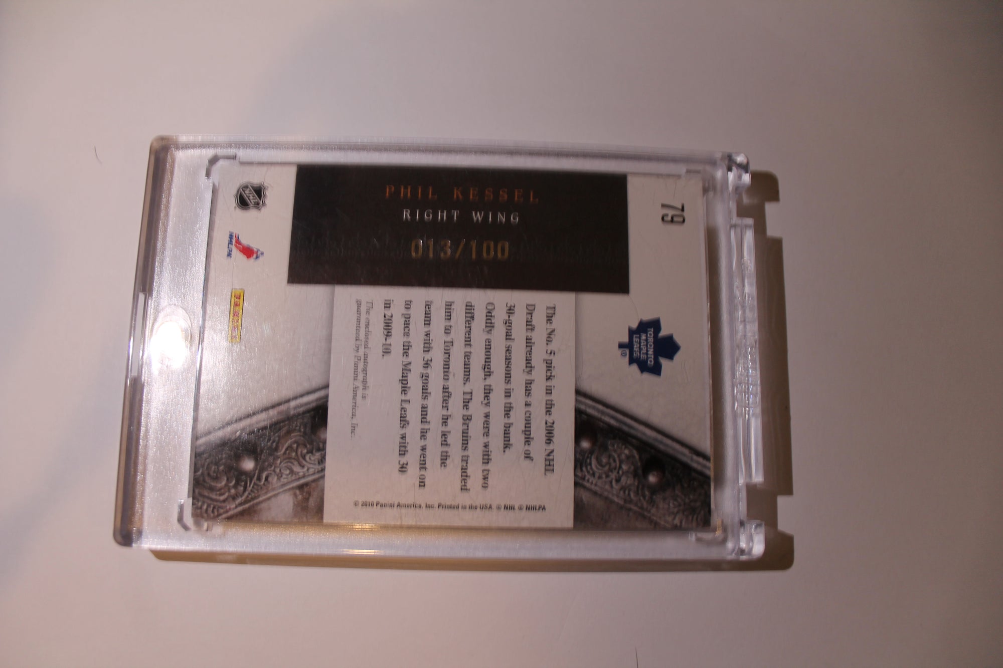 Phil Kessel 2010 Crown Royale Autographed Card #013/100