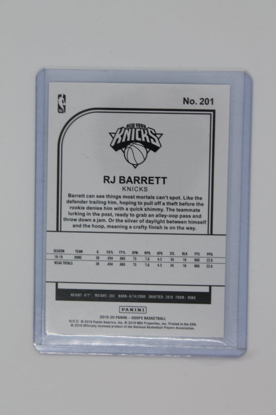 RJ Barrett 2019-20 Panini NBA Hoops Rookie Card