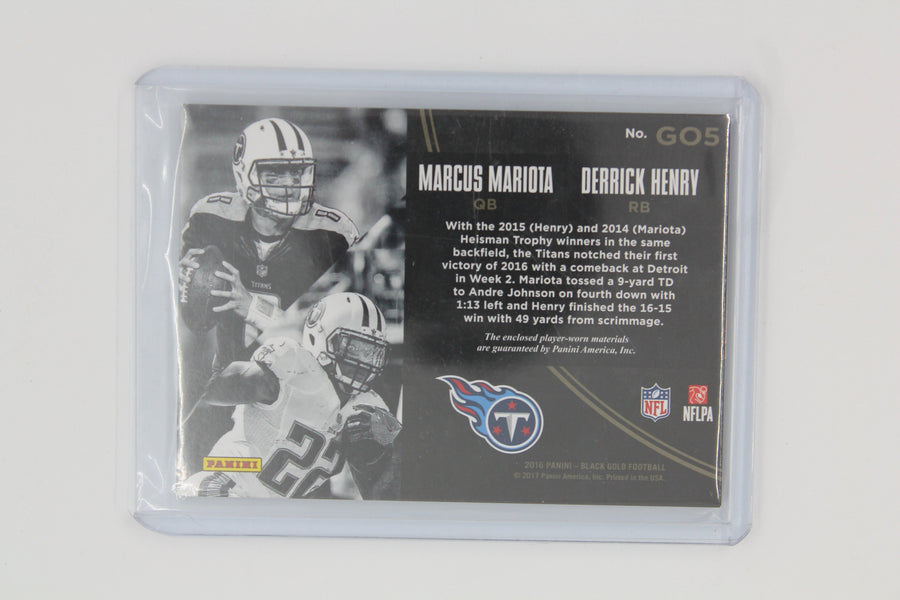 Derrick Henry & Marcus Mariota 2016 Panini Black Gold Materials #026/199