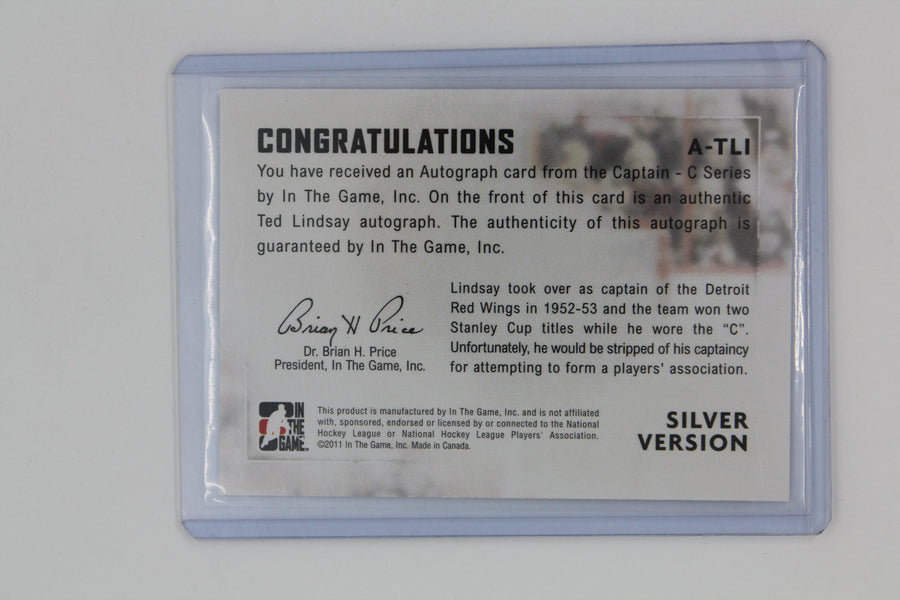 Ted Lindsay Autograph 2011-12 ITG Captain-C Autographs Silver #ATLI
