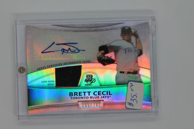 Brett Cecil 2010 Bowman Platinum - Autographed Relic Refractor #PAR-BC #095/740