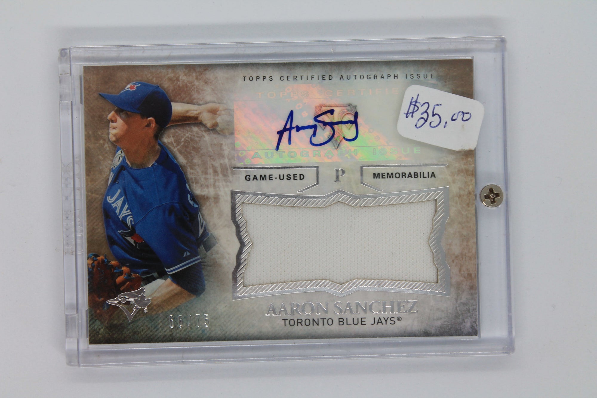 Aaron Sanchez 2015 Topps Triple Threads - Unity Autographed Jumbo Relics - Sepia #UAJR-AS #66/75