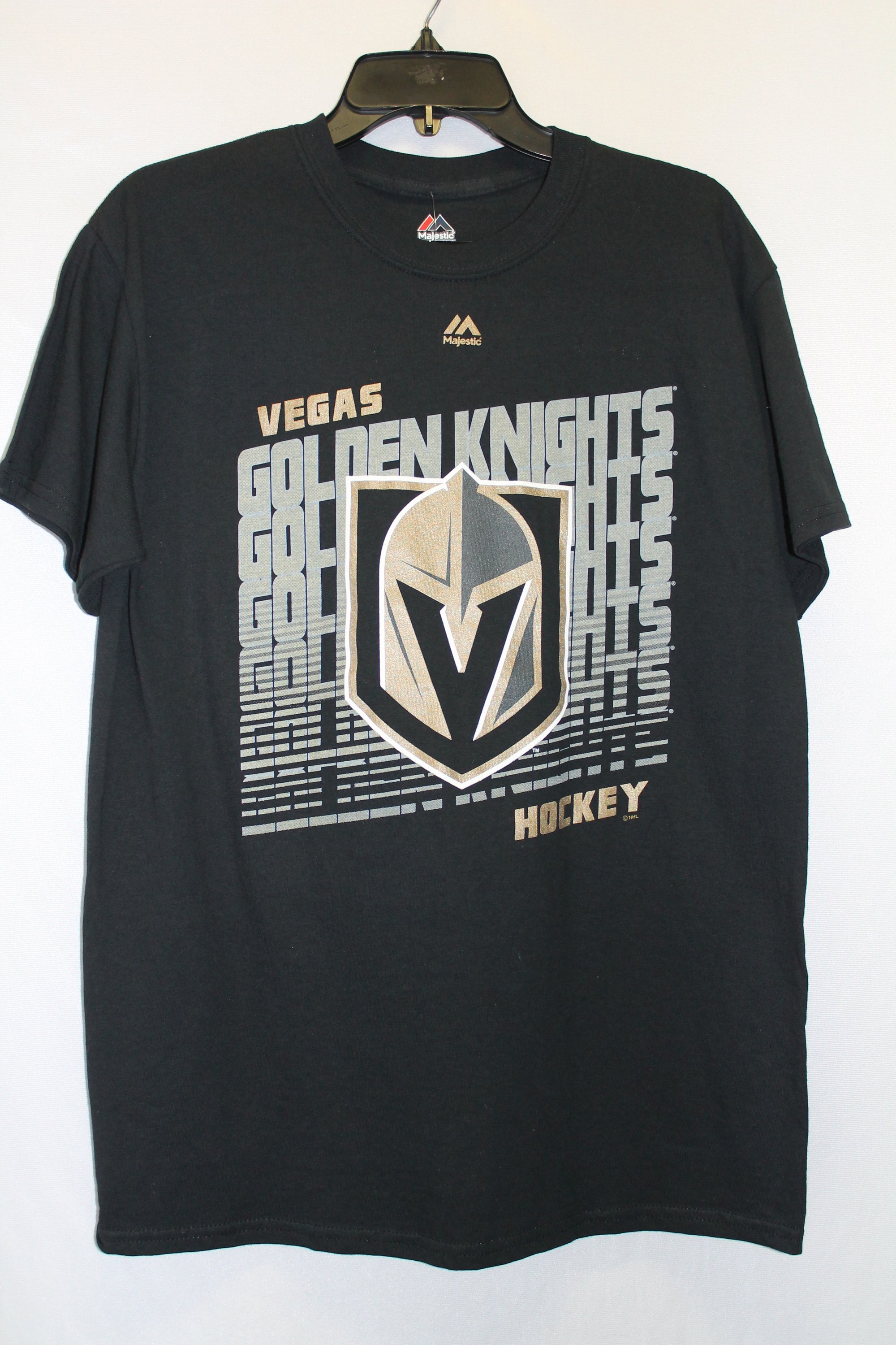 New Black Majestic Las Vegas Golden Knights Logo Hoodie Large And