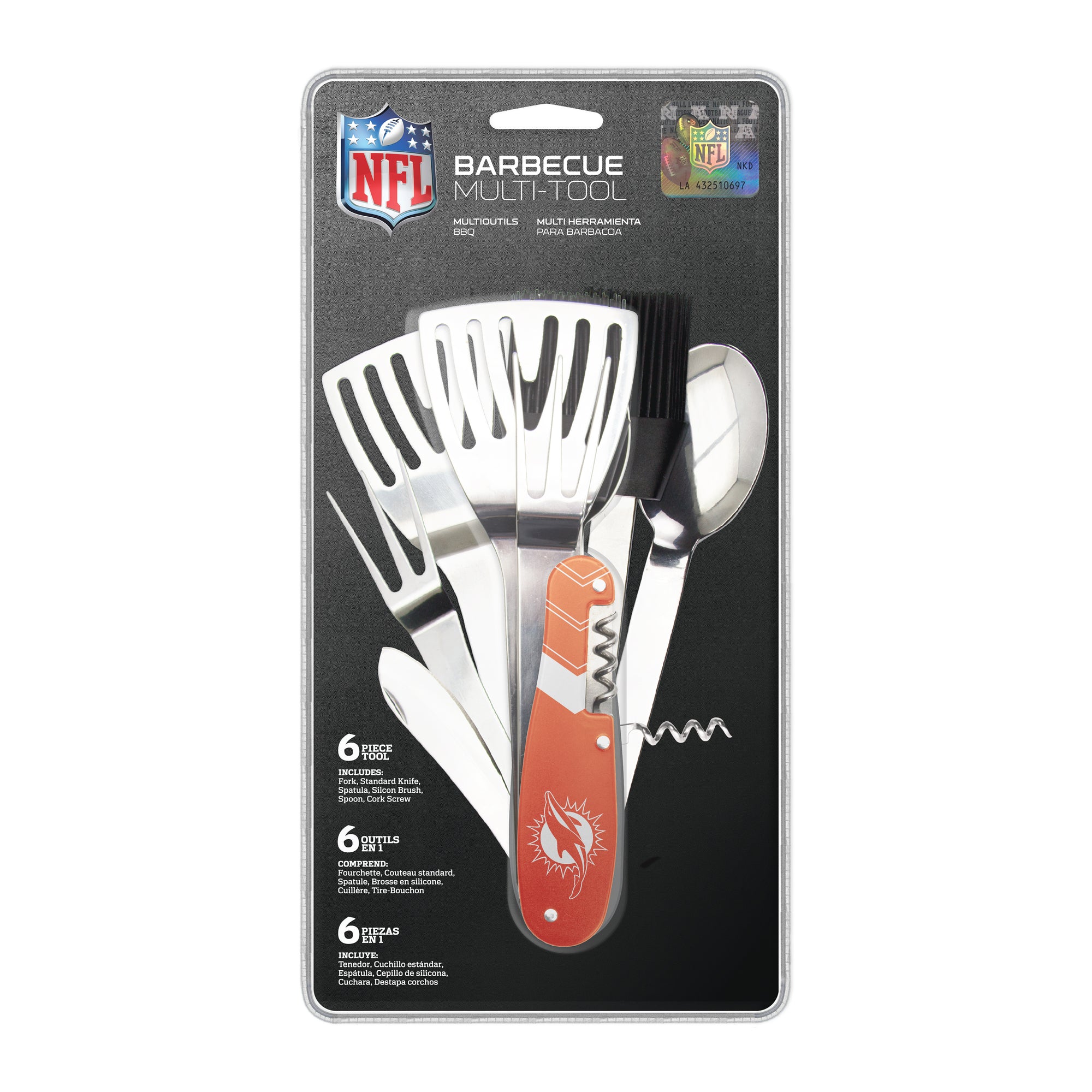 NFL Miami Dolphins BBQ Multi Tool (6 piece tool)