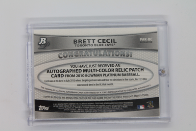 Brett Cecil 2010 Bowman Platinum - Autographed Relic Refractor #PAR-BC #095/740