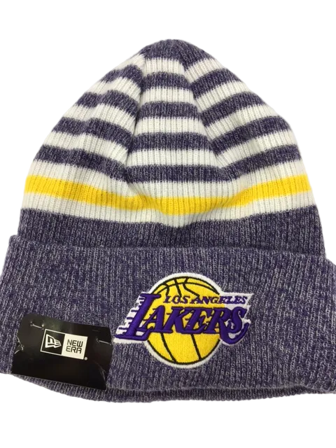 NBA Los Angeles Lakers New Era Striped Chill Beanie Toque