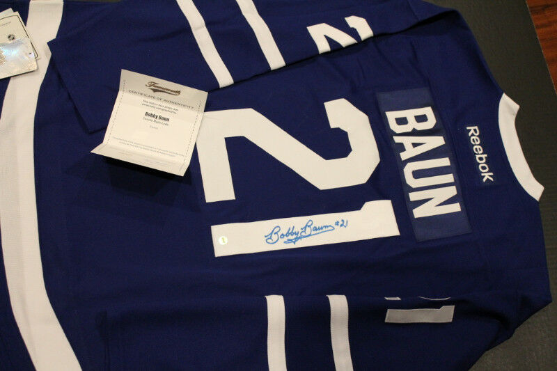Bobby Baun Maple Leaf Autograph Jersey