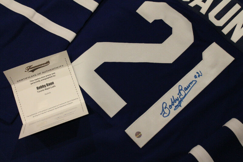 Bobby Baun Maple Leaf Autograph Jersey