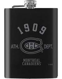 NHL Montreal Canadien Laser Black Etched 8oz Flask