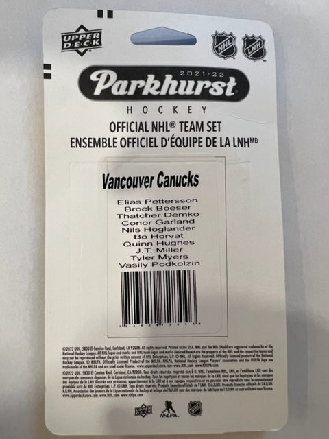 Upper Deck 2021-22 Parkhurst NHL Team Set - Vancouver Canucks