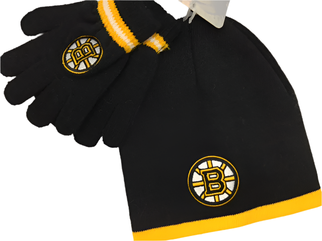 NHL Boston Bruins Kids (4-7) Reebok  Mitts & Toque Set