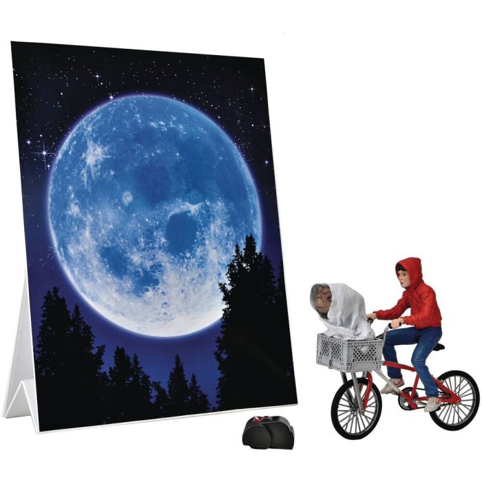 NECA E.T. & Elliott with Bicycle Action Figure (motorized pull back & go action) -40th Anniversary