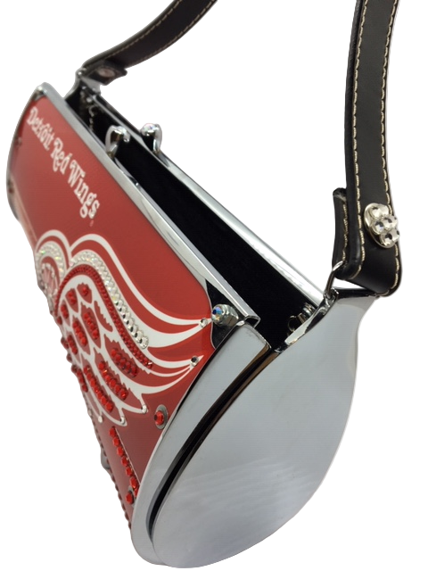 NHL Detroit Red Wings RARE Little Earth Fender Flare Swarovski Crystals Purse