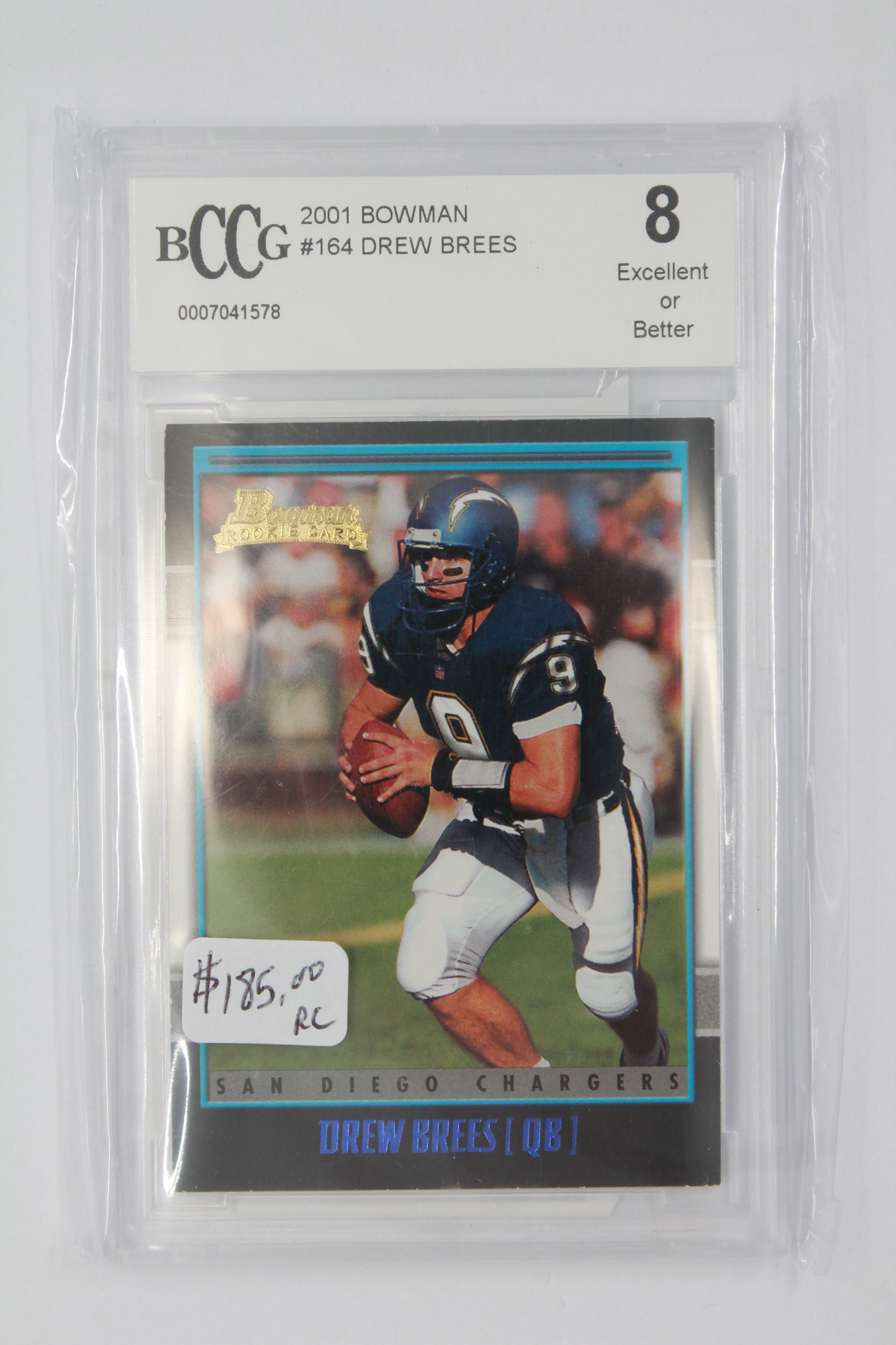 Drew Brees 2001 Bowman Rookie Card Graded 8