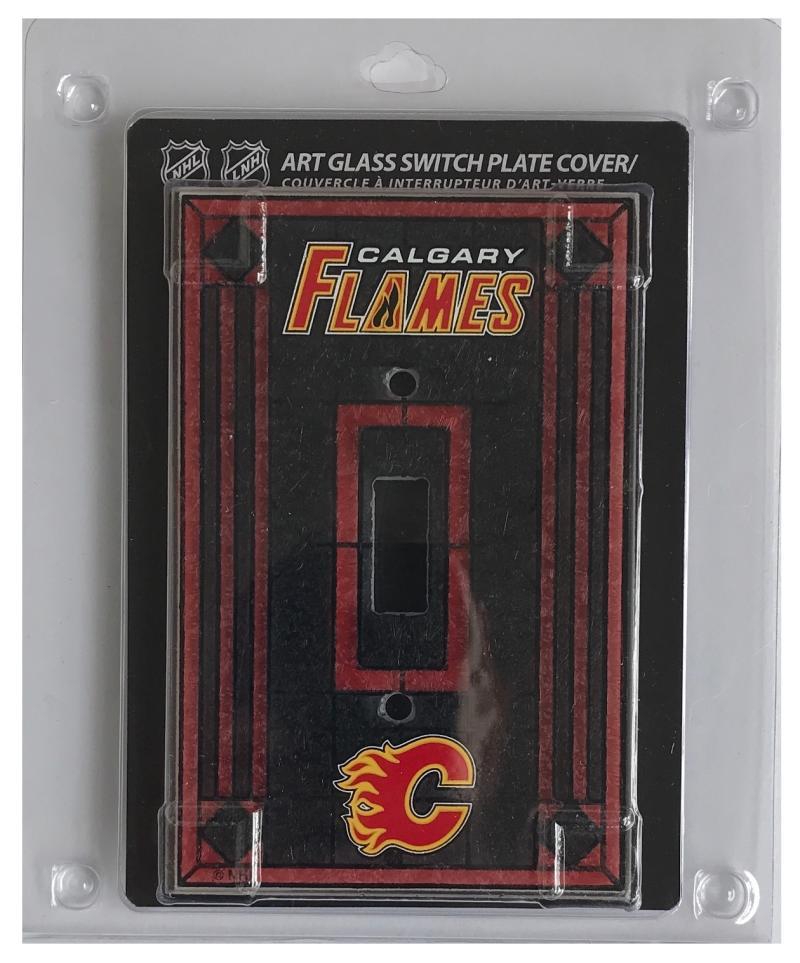 NHL Calgary Flames Art Glass Light Switch Plate Cover- SALE