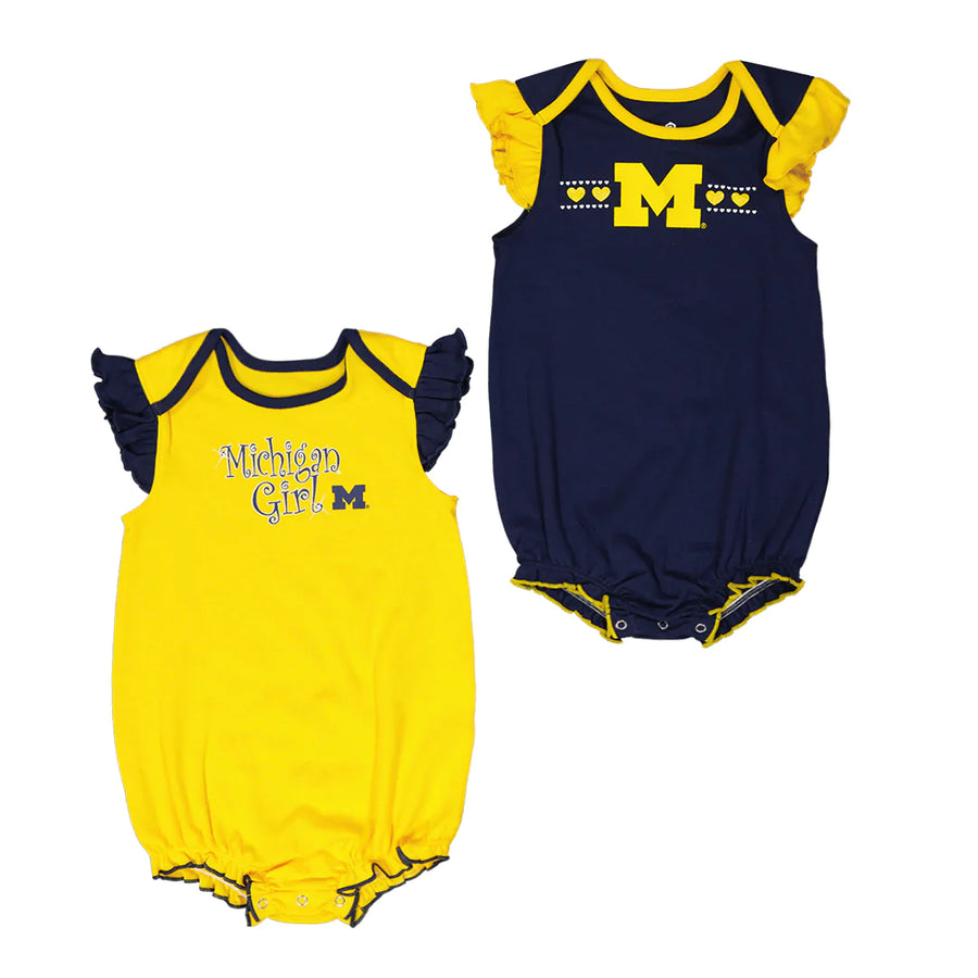 NCAA Michigan Wolverines Infant 2pc Creeper Set (girl)