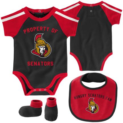 NHL Ottawa Senators Infant 3piece Creeper, Bib & Bootie Set