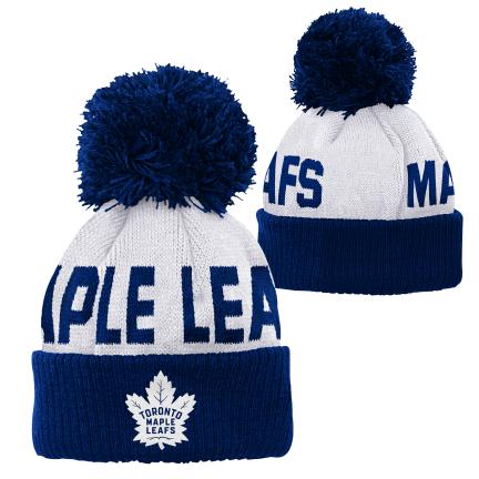NHL Toronto Maple Leaf KIDS Jacquard Toque with Pom