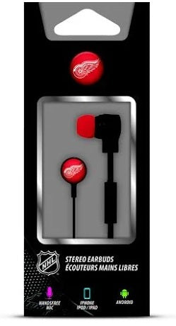 NHL Detroit Red Wings Stereo Earbuds With Handsfree Mic- SALE